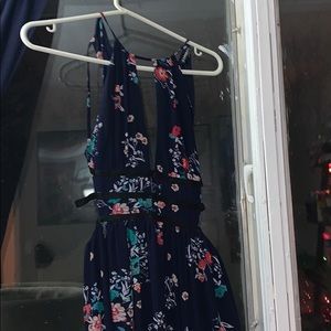 Long flowing blue dress